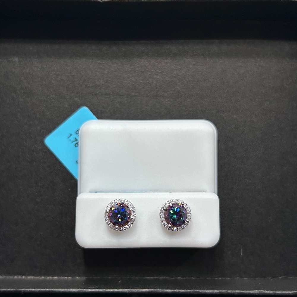 Mystic Topaz Studs with CZ Halo 925